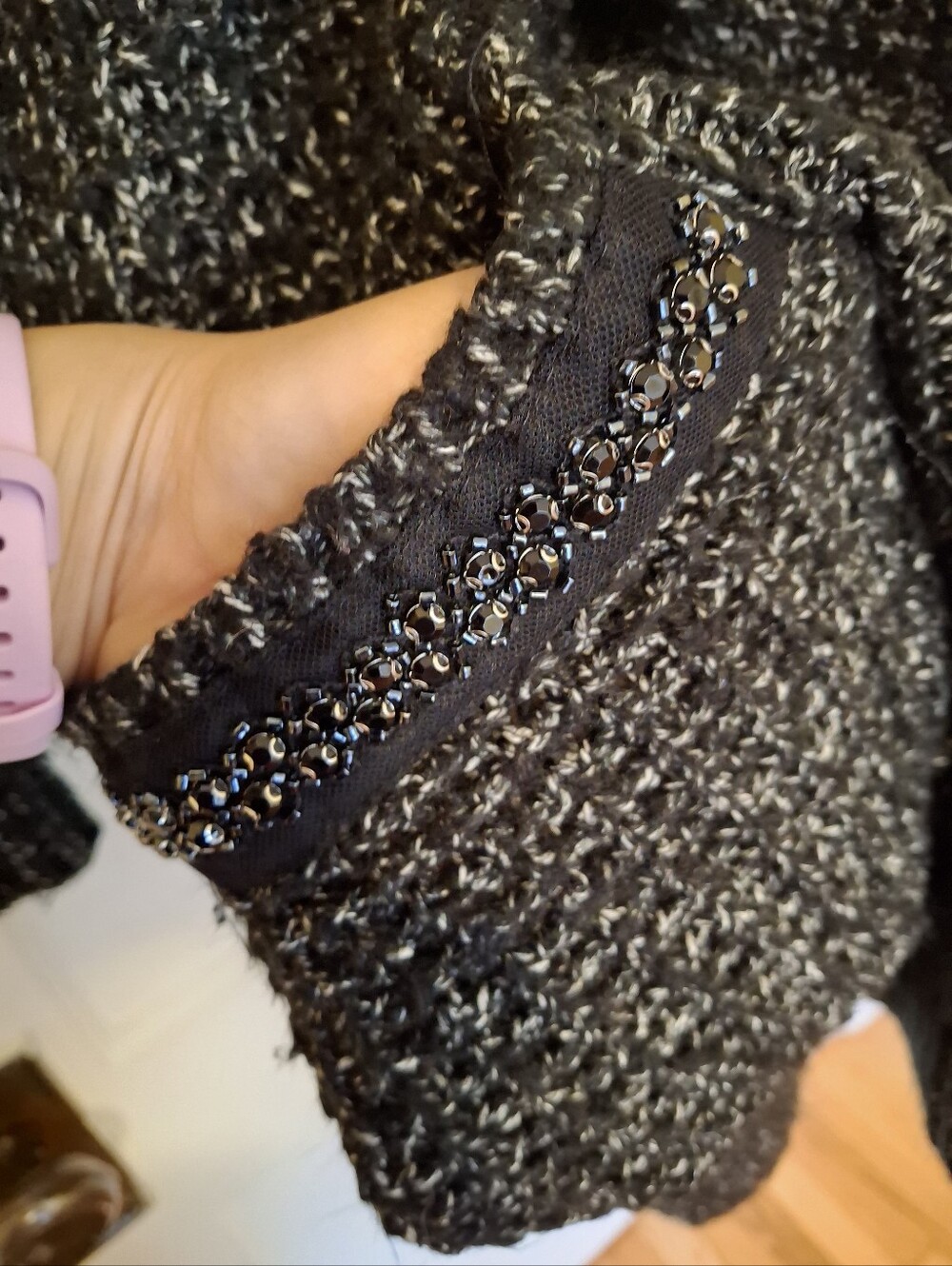Simply Vera Vera Wang Open Waterfall Cardigan With Beaded Detail - Picture 2 of 8